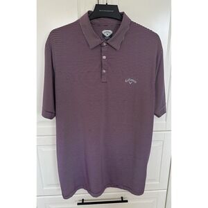 Callaway Mens Polo XLarge Golf Sport Striped Purple White W/Black